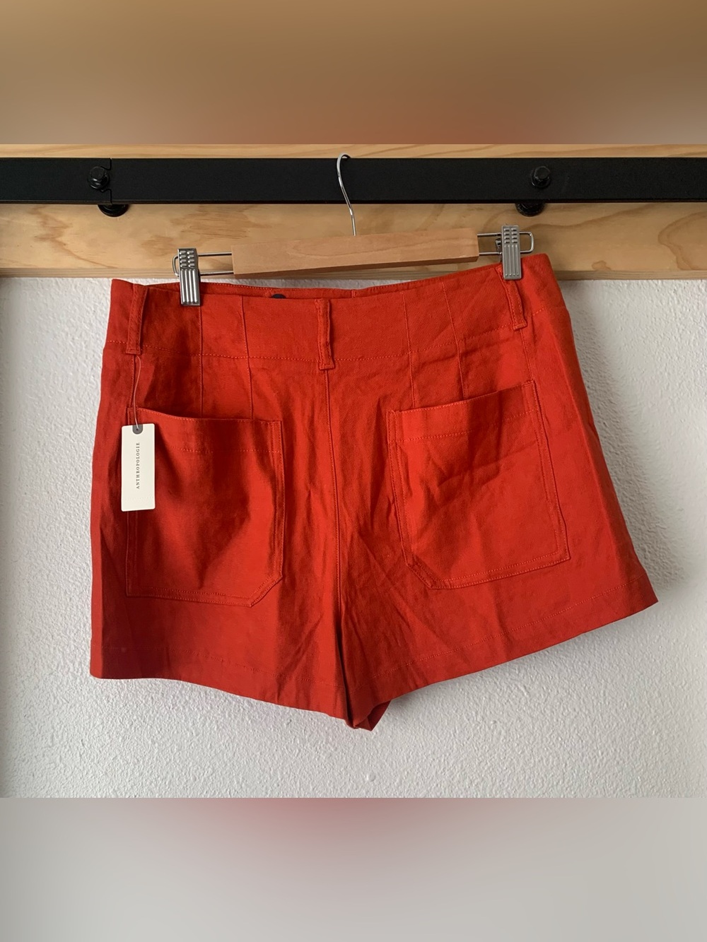 NWT Anthropologie Maeve The Colette Linen Blend Shorts in Red, Size 32 - Picture 7 of 7